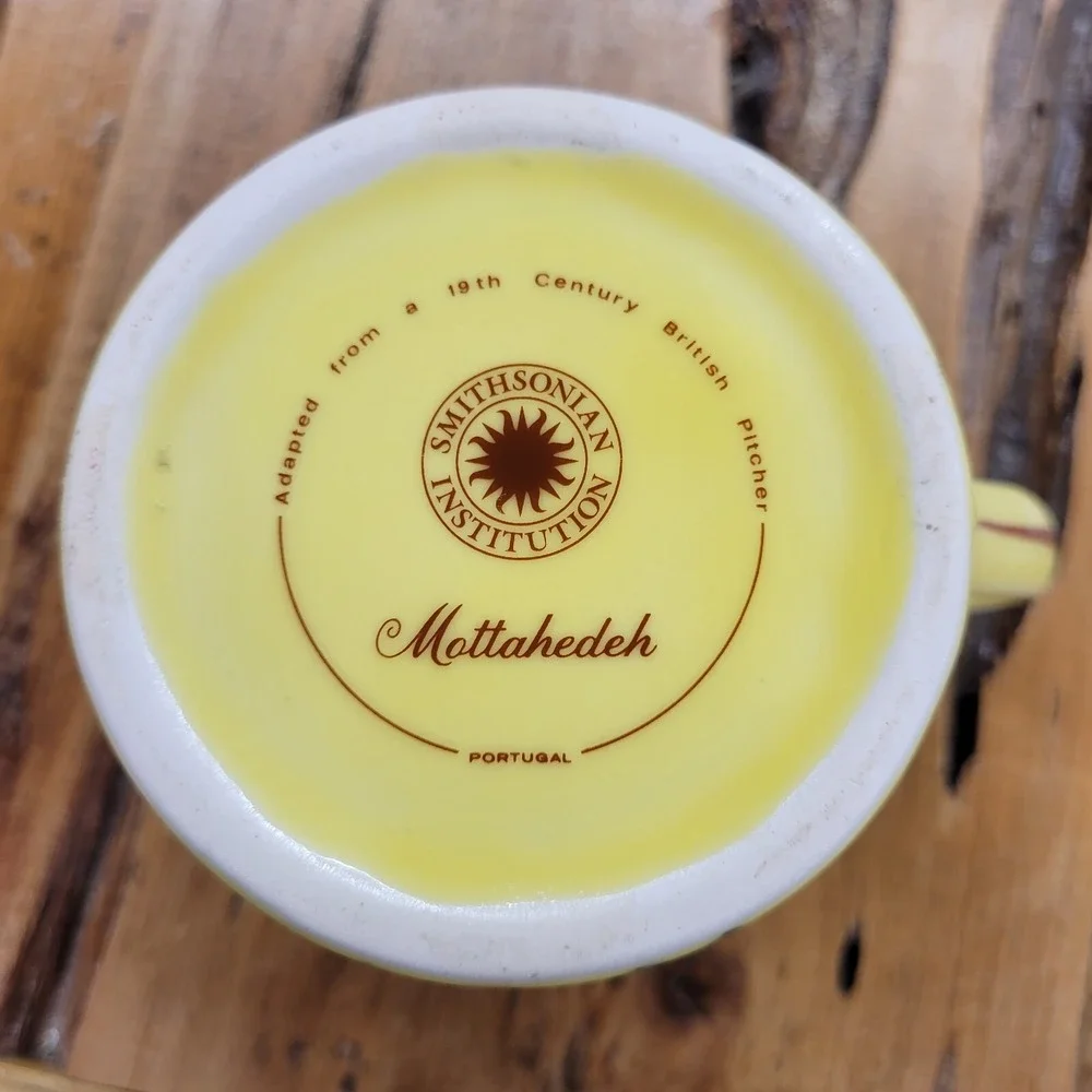 Vtg MOTTAHEDEH Yellow Cup & Pitcher Set Portugal Smithsonian Tea Coffee Gift‎